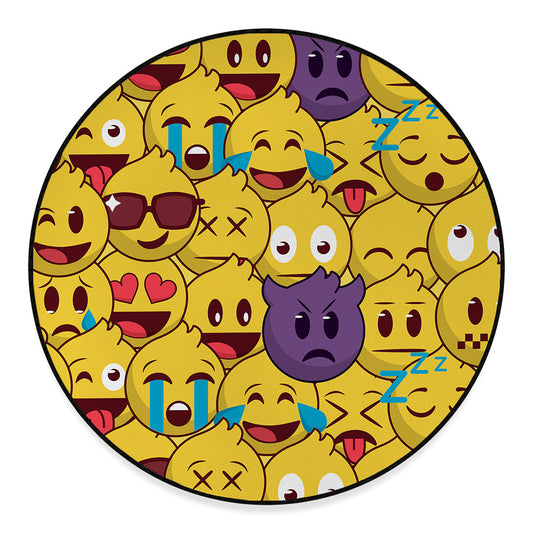 Cute Emoji Pattern Print Round Floor Mat