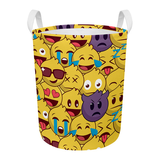 Cute Emoji Pattern Print Round Laundry Basket