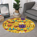 Cute Emoji Pattern Print Round Rug