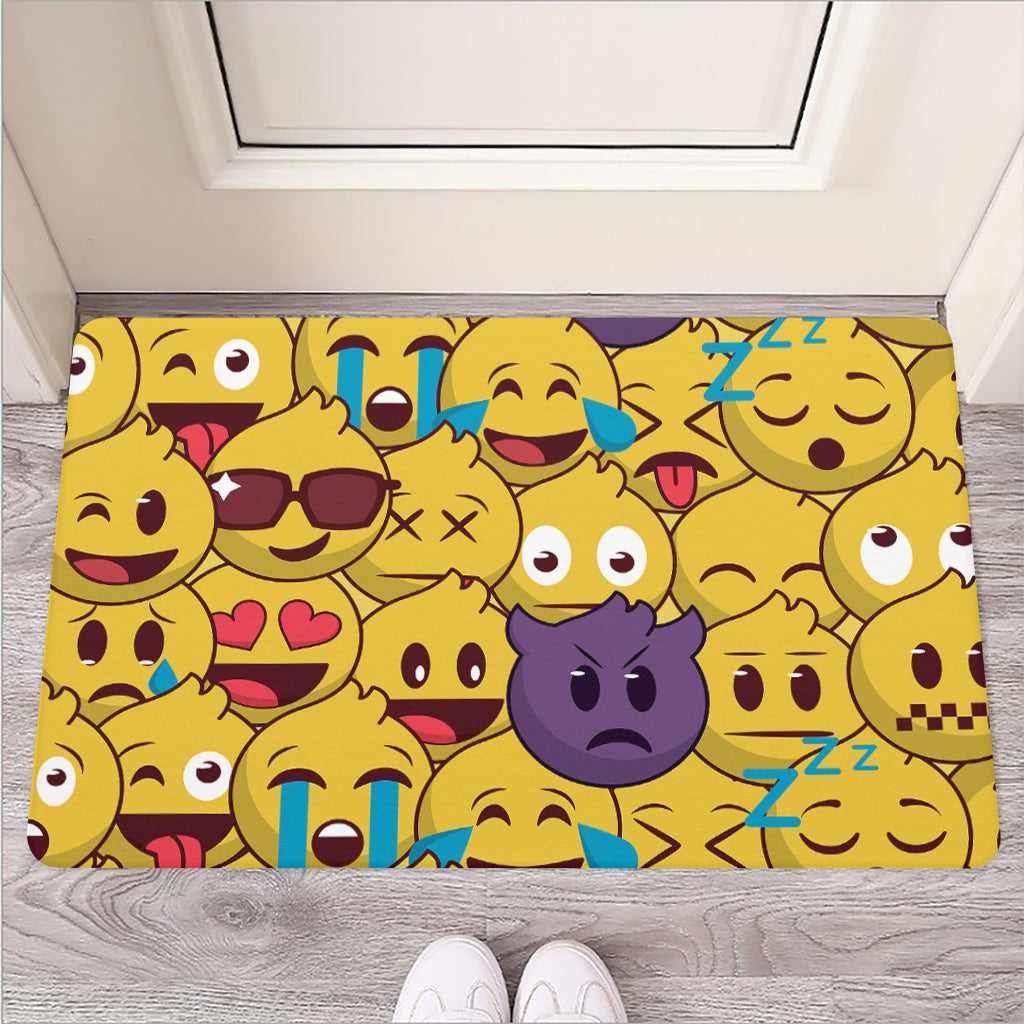 Cute Emoji Pattern Print Rubber Doormat