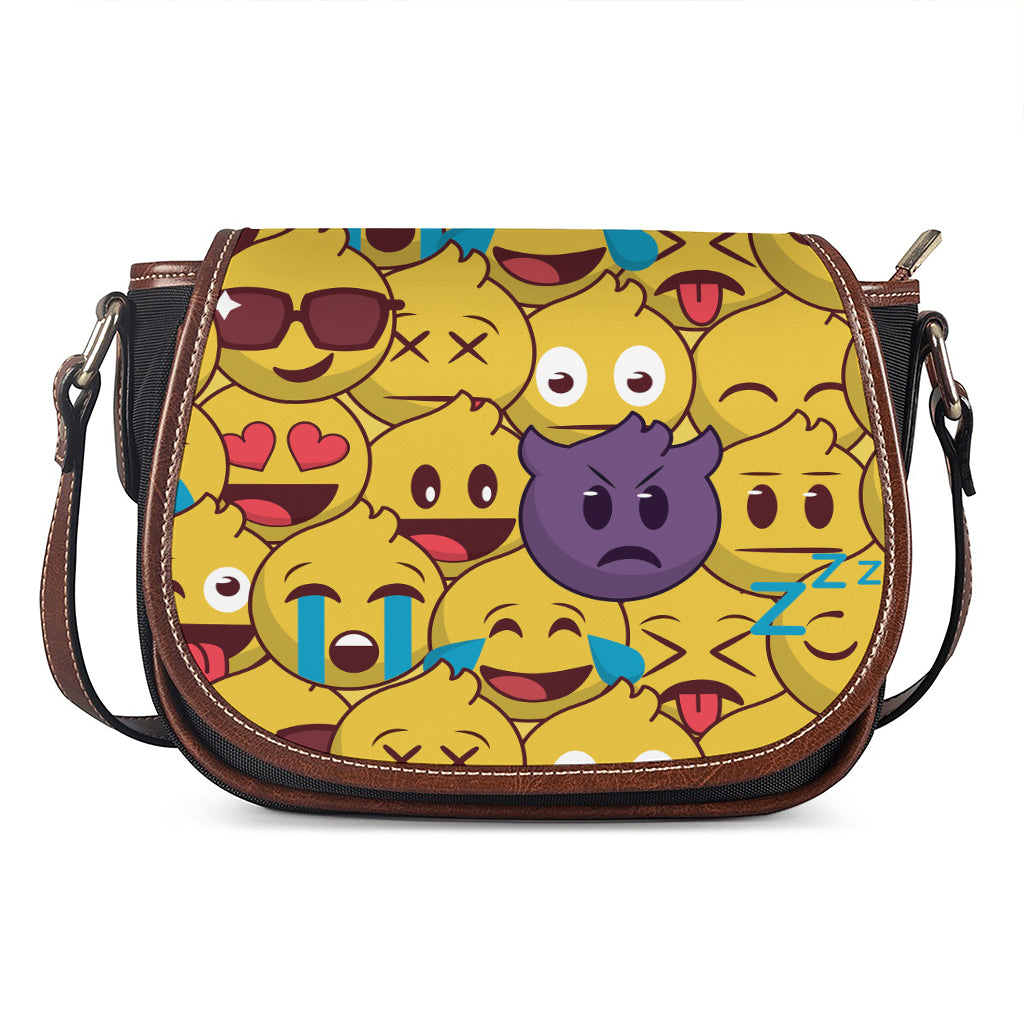Cute Emoji Pattern Print Saddle Bag