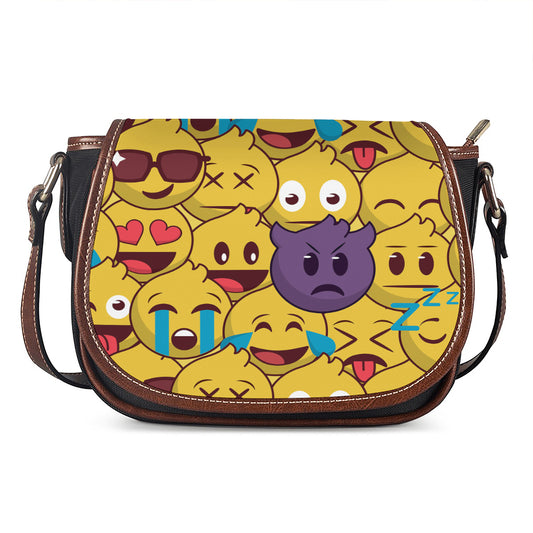 Cute Emoji Pattern Print Saddle Bag