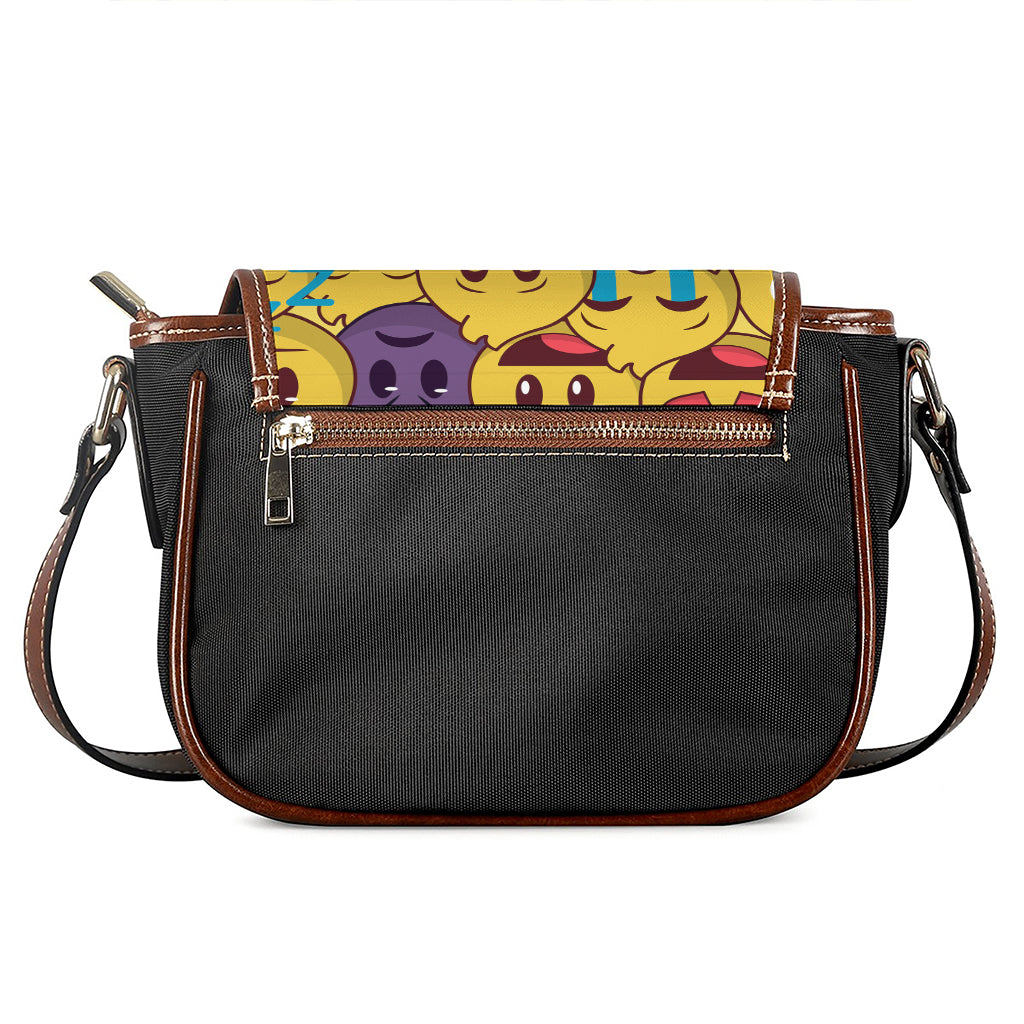 Cute Emoji Pattern Print Saddle Bag
