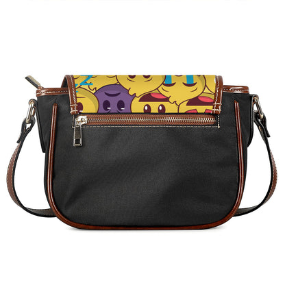 Cute Emoji Pattern Print Saddle Bag