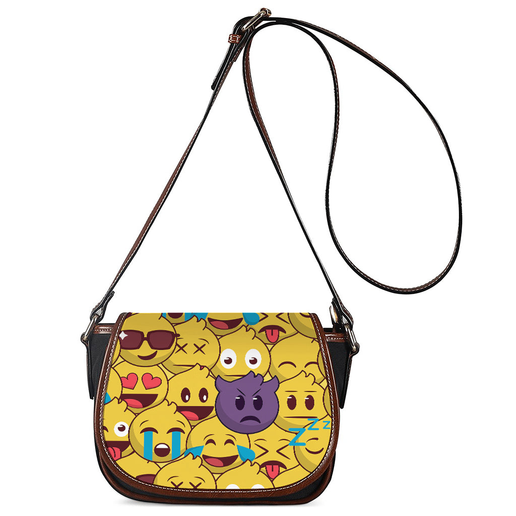 Cute Emoji Pattern Print Saddle Bag