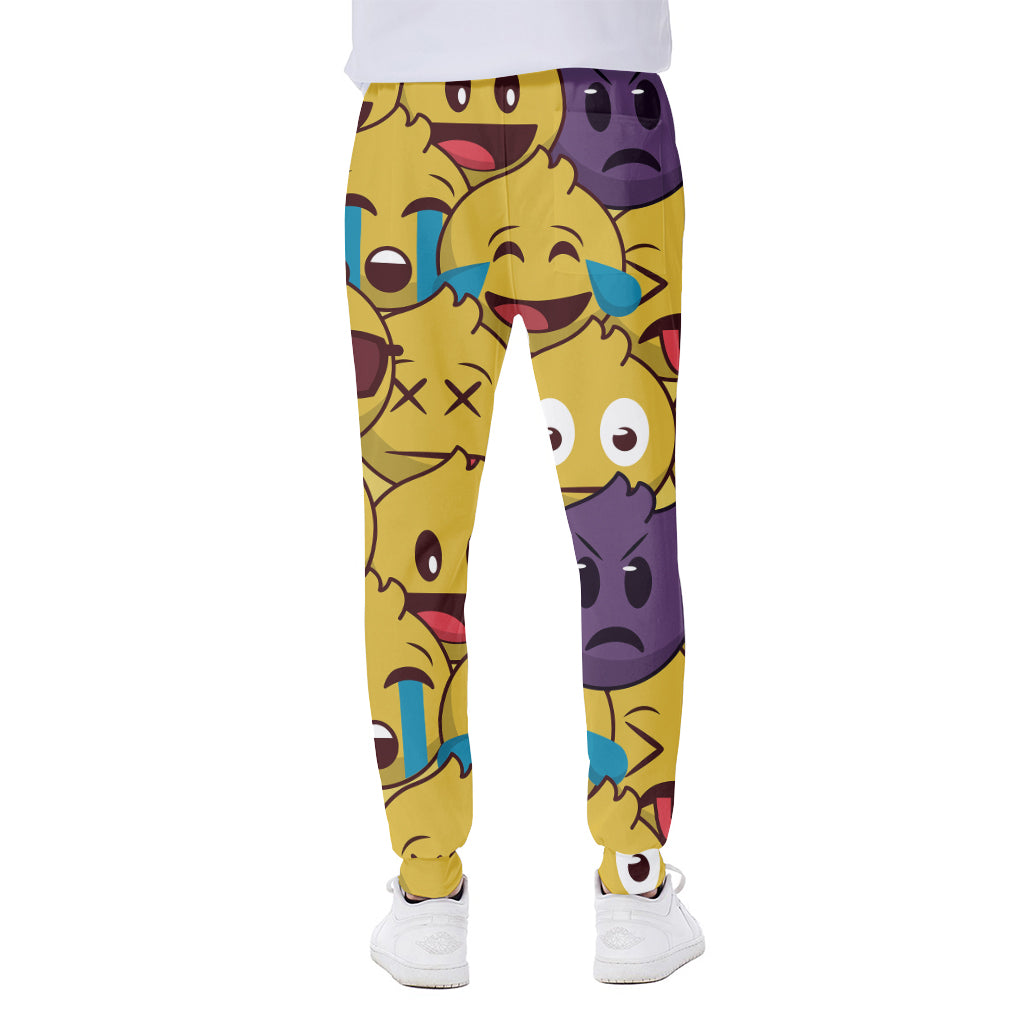 Cute Emoji Pattern Print Scuba Joggers