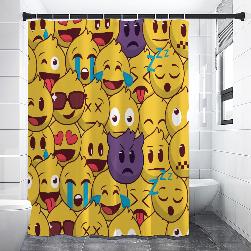 Cute Emoji Pattern Print Shower Curtain