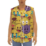 Cute Emoji Pattern Print Sleeveless Baseball Jersey