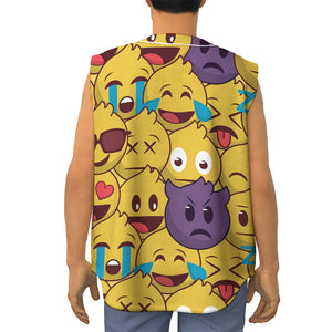 Cute Emoji Pattern Print Sleeveless Baseball Jersey