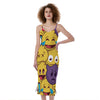 Cute Emoji Pattern Print Slim Fit Midi Cami Dress