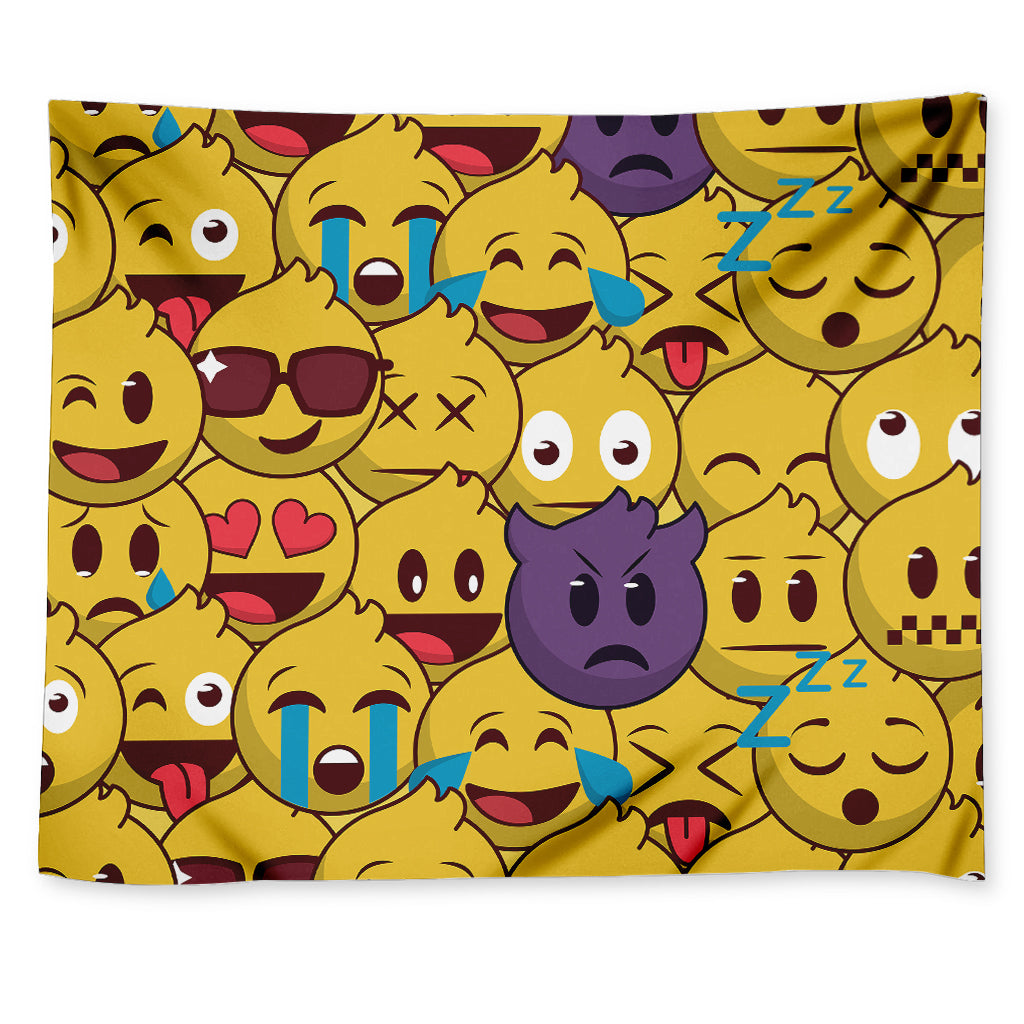 Cute Emoji Pattern Print Tapestry
