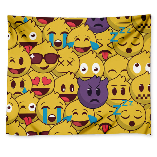 Cute Emoji Pattern Print Tapestry
