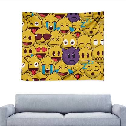 Cute Emoji Pattern Print Tapestry