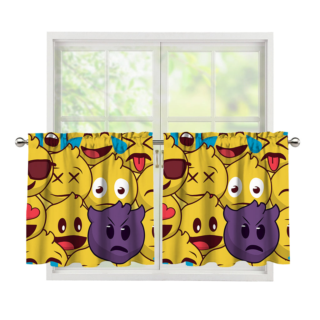 Cute Emoji Pattern Print Tier Curtains