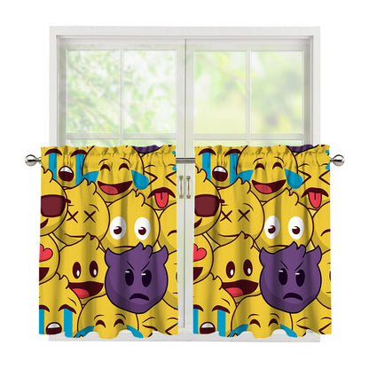 Cute Emoji Pattern Print Tier Curtains