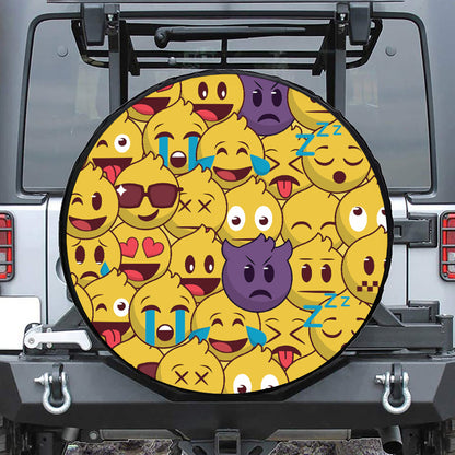 Cute Emoji Pattern Print Tire Cover