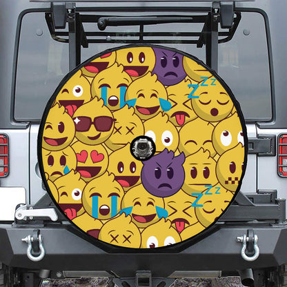 Cute Emoji Pattern Print Tire Cover With Camera Hole