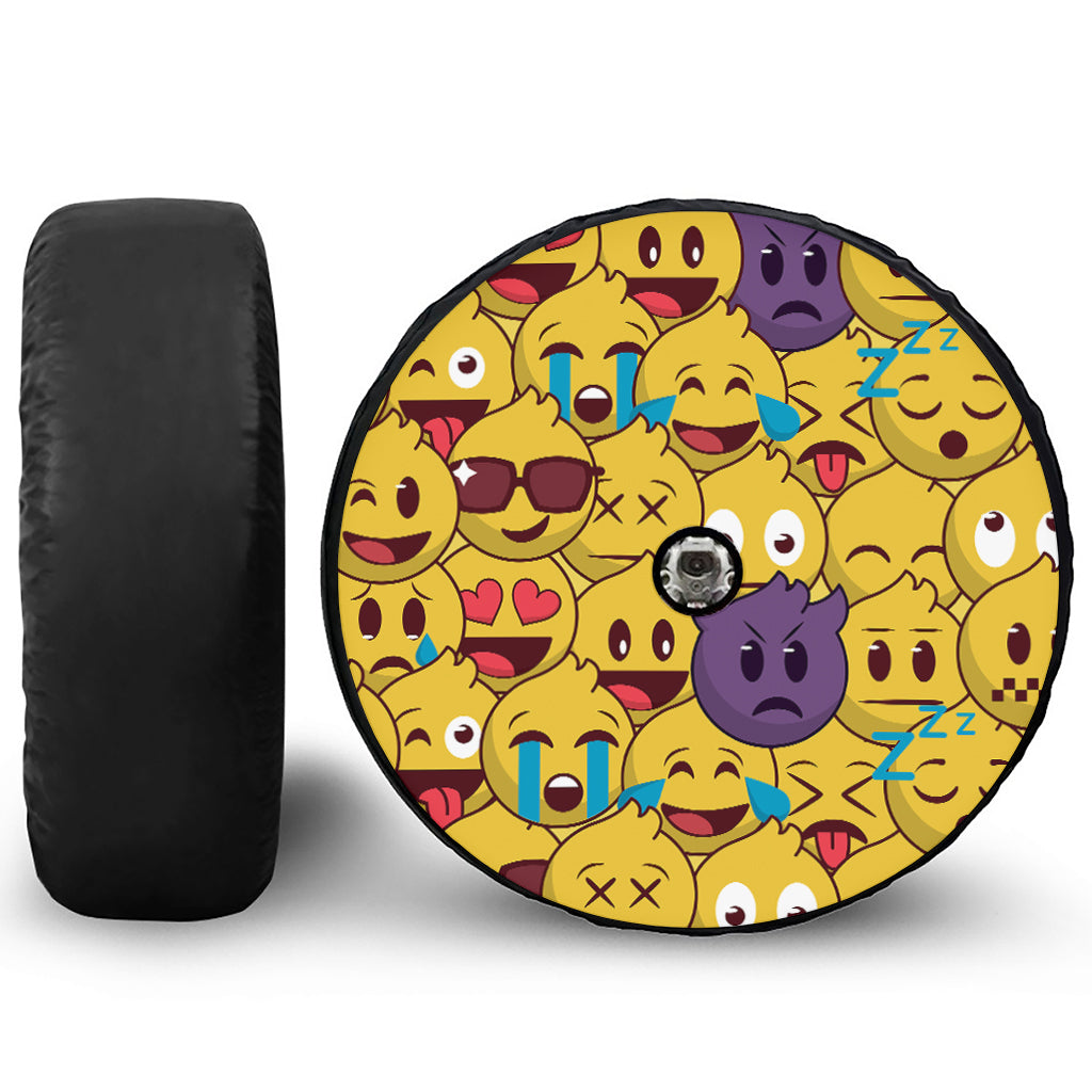 Cute Emoji Pattern Print Tire Cover With Camera Hole