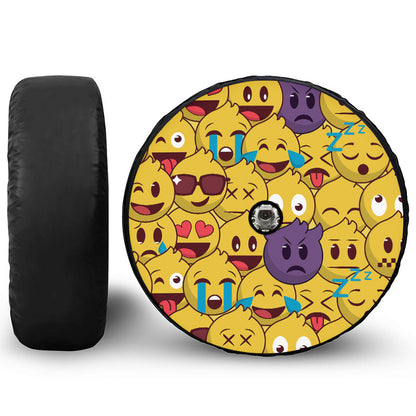 Cute Emoji Pattern Print Tire Cover With Camera Hole