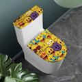 Cute Emoji Pattern Print Toilet Lid And Tank Cover Set