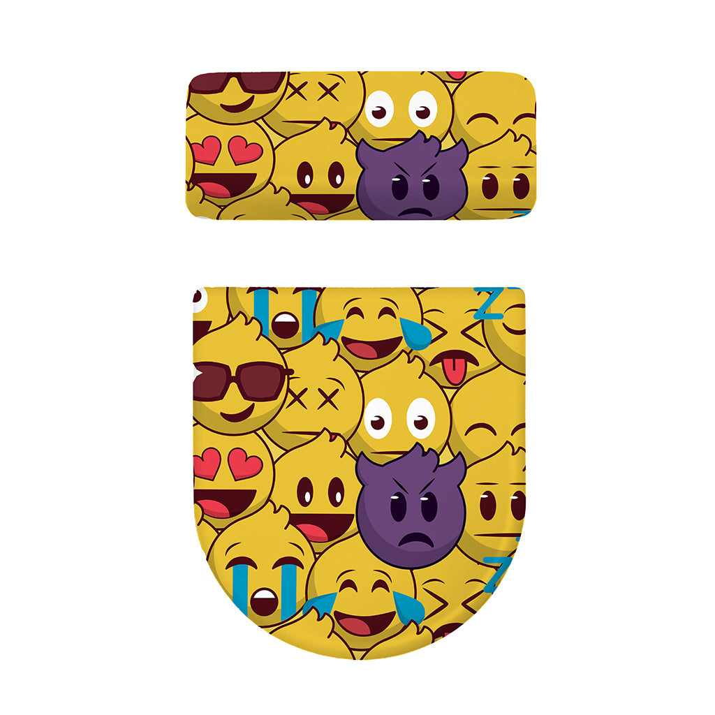 Cute Emoji Pattern Print Toilet Lid And Tank Cover Set