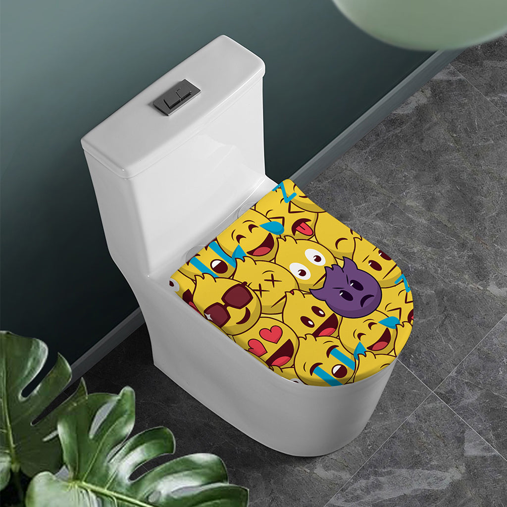 Cute Emoji Pattern Print Toilet Lid Cover
