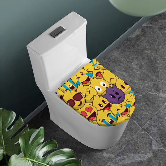Cute Emoji Pattern Print Toilet Lid Cover