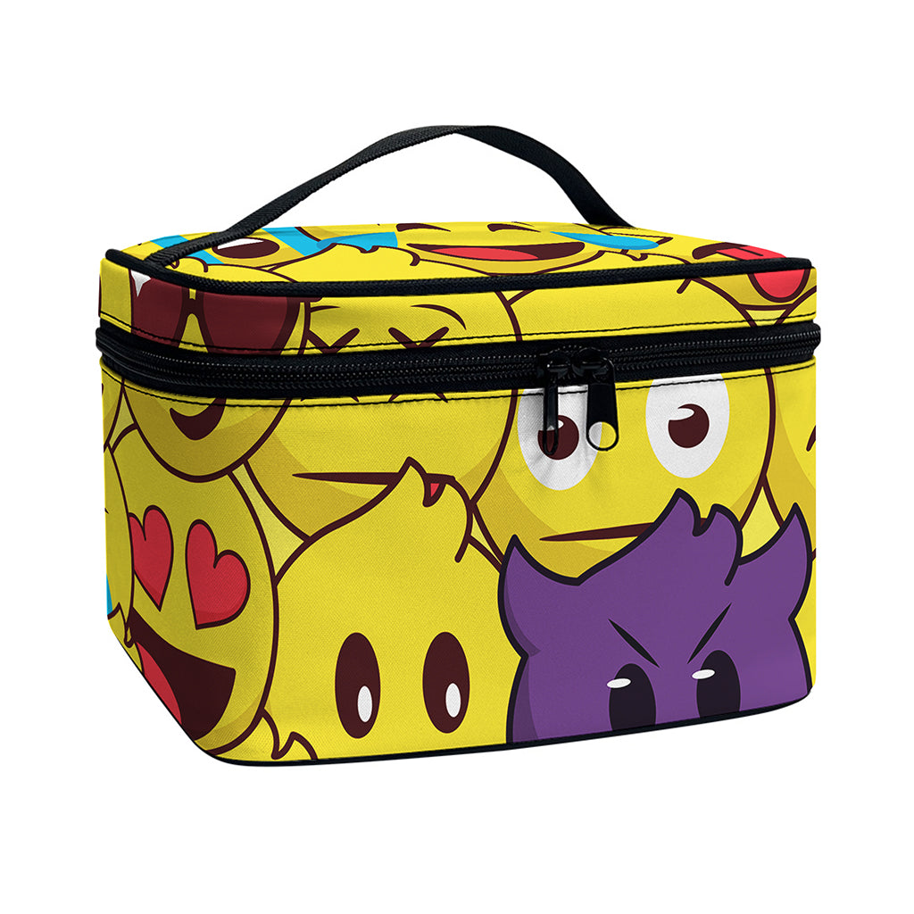 Cute Emoji Pattern Print Travel Makeup Bag