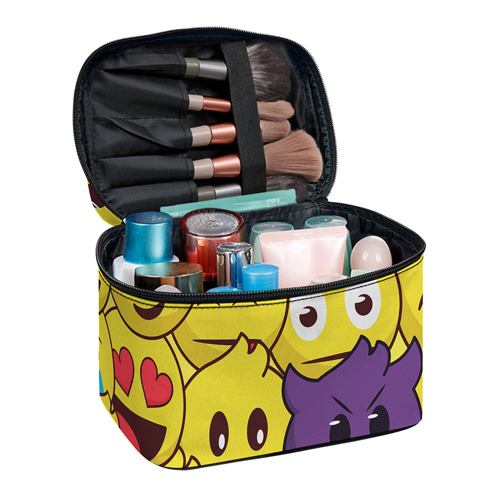 Cute Emoji Pattern Print Travel Makeup Bag