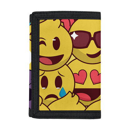 Cute Emoji Pattern Print Trifold Wallet