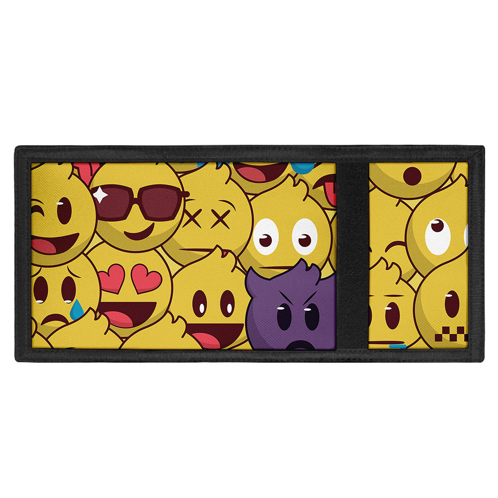 Cute Emoji Pattern Print Trifold Wallet