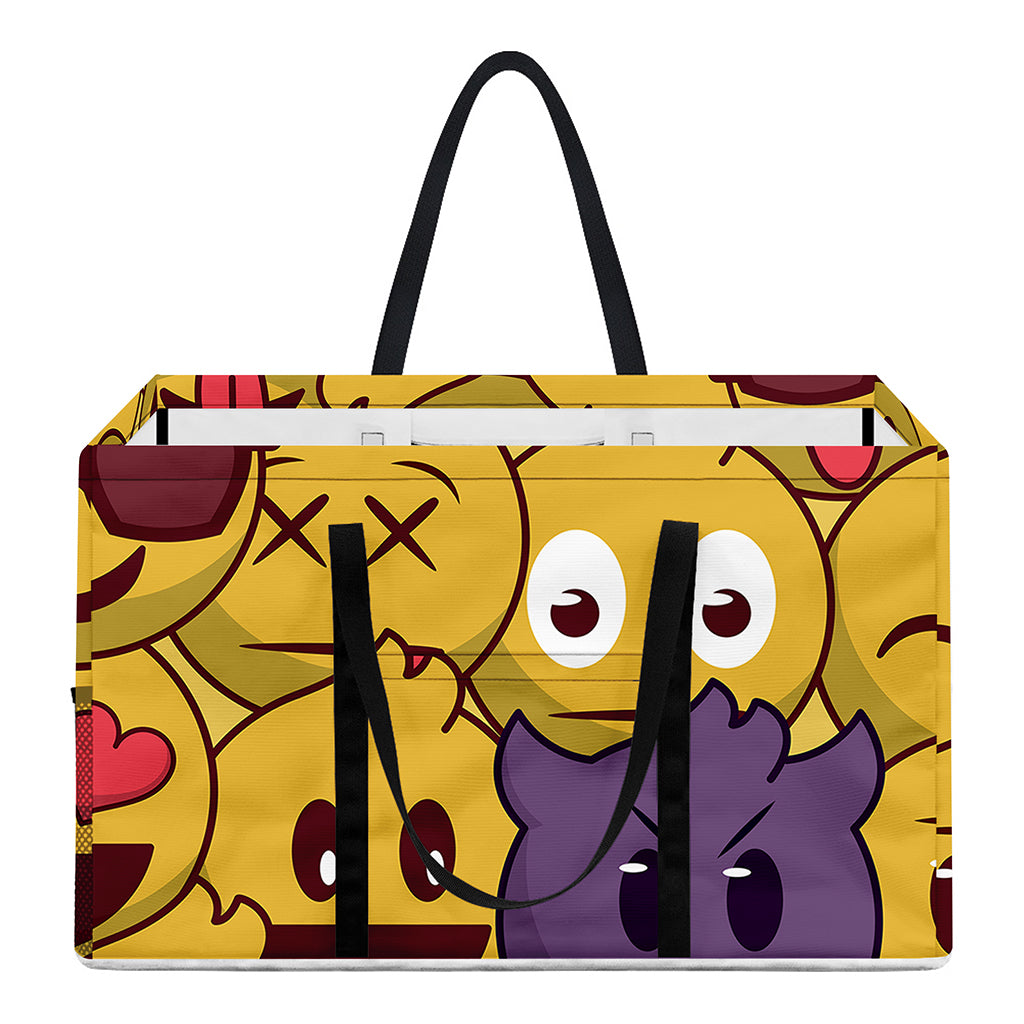 Cute Emoji Pattern Print Utility Tote Bag
