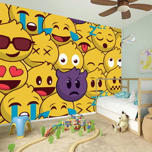 Cute Emoji Pattern Print Wall Sticker