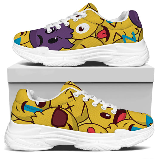 Cute Emoji Pattern Print White Chunky Shoes