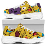 Cute Emoji Pattern Print White Chunky Shoes