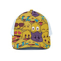 Cute Emoji Pattern Print White Mesh Trucker Hat