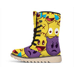 Cute Emoji Pattern Print Winter Boots