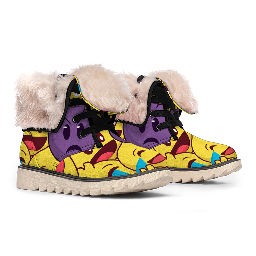 Cute Emoji Pattern Print Winter Boots