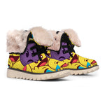Cute Emoji Pattern Print Winter Boots