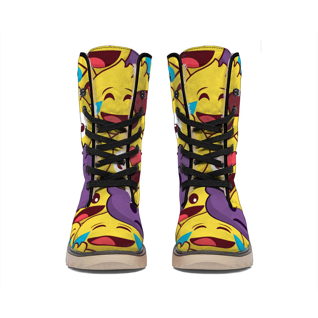 Cute Emoji Pattern Print Winter Boots