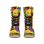 Cute Emoji Pattern Print Winter Boots