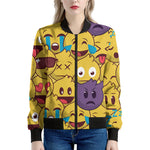 Cute Emoji Pattern Print Women's Bomber Jacket