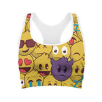 Cute Emoji Pattern Print Women's Sports Bra