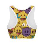 Cute Emoji Pattern Print Women's Sports Bra