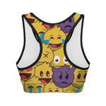Cute Emoji Pattern Print Women's Sports Bra