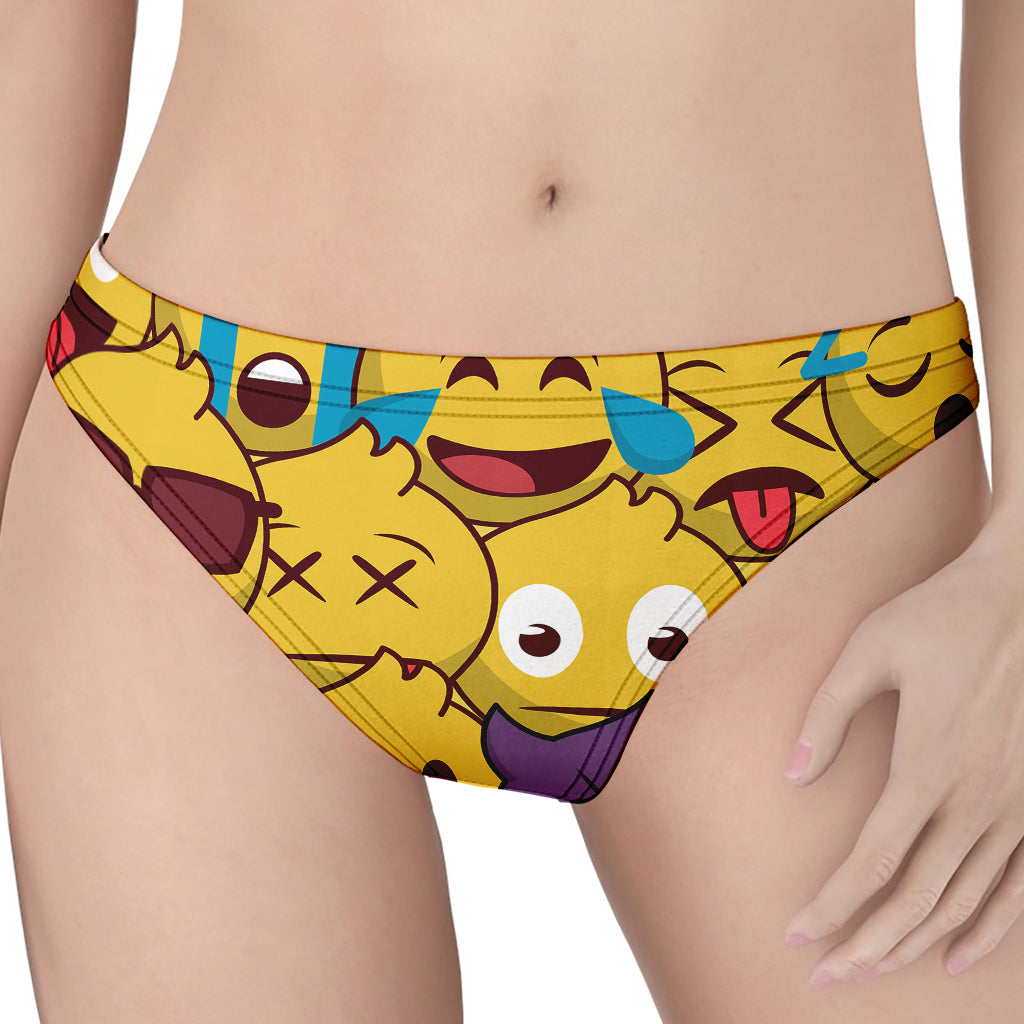 Cute Emoji Pattern Print Women's Thong