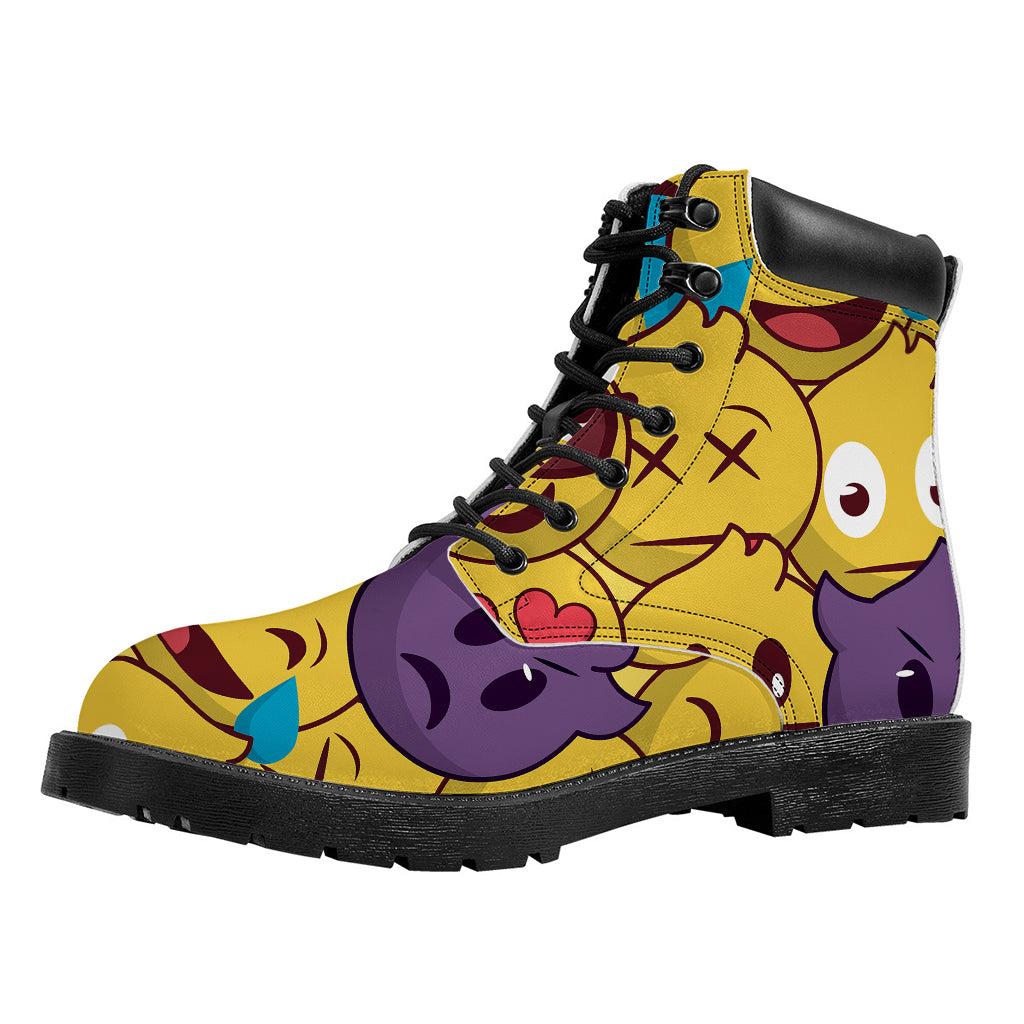 Cute Emoji Pattern Print Work Boots