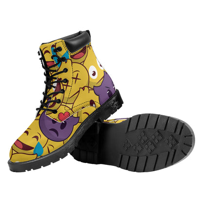 Cute Emoji Pattern Print Work Boots