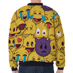 Cute Emoji Pattern Print Zip Sleeve Bomber Jacket