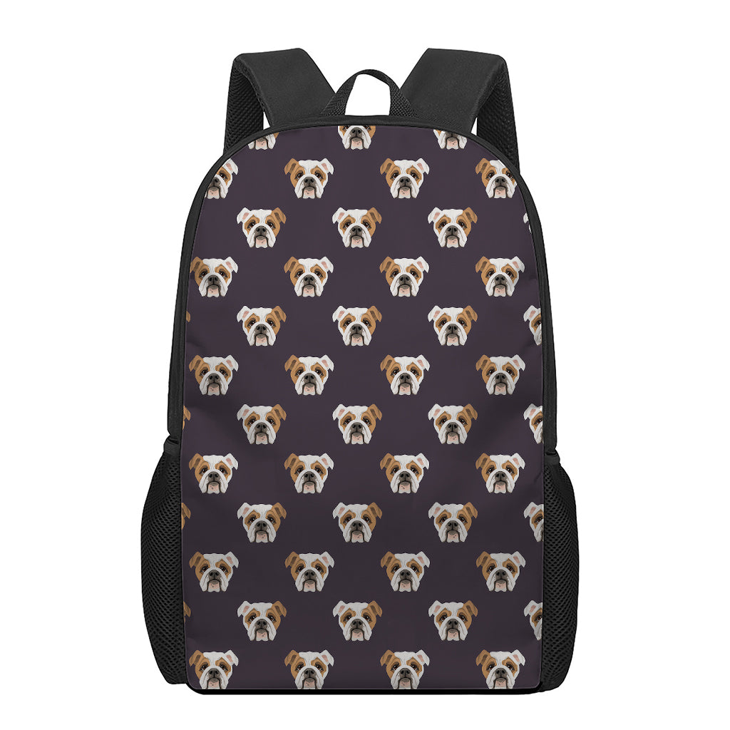 Cute English Bulldog Pattern Print 17 Inch Backpack